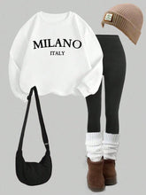 2pcs/Set Loose Round Neck Hoodie And Skinny Leggings